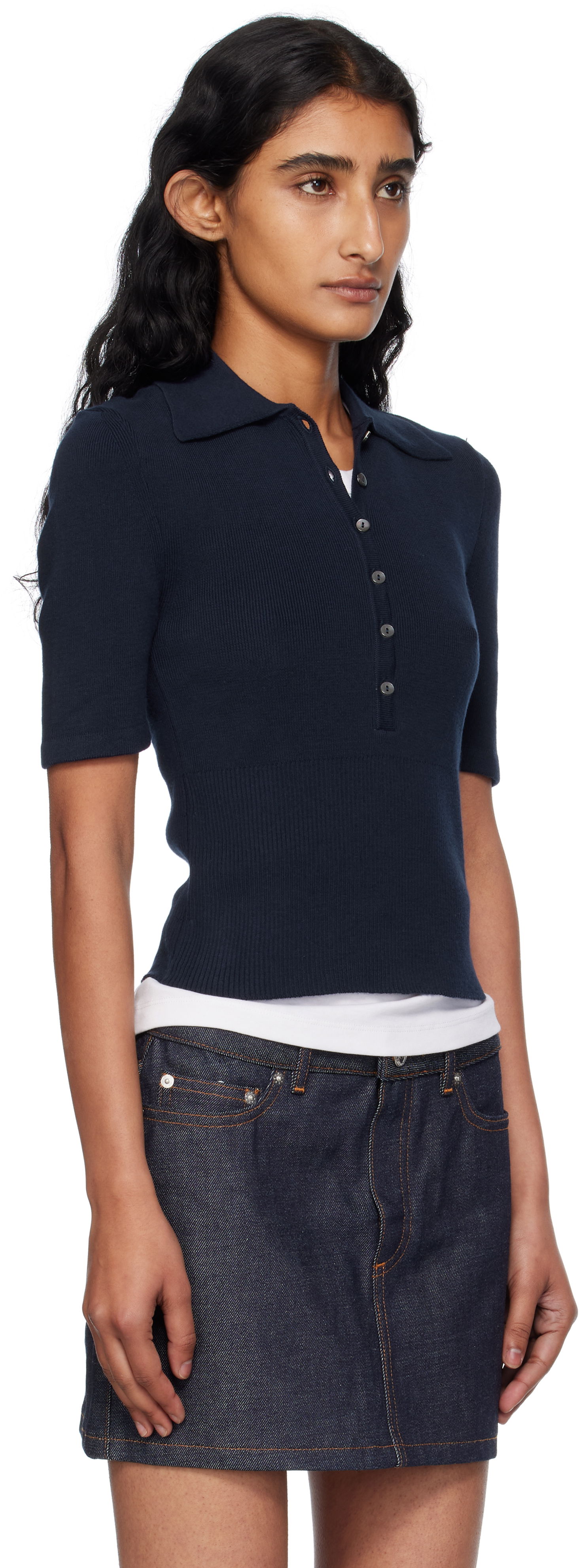 Polotröja A.P.C. A.P.C. Joelle Knit Polo Mörkblå | COGDK-F23421, 1