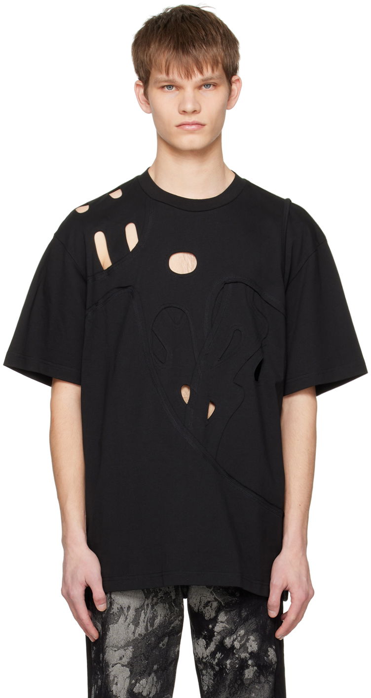 T-shirt Feng Chen Wang Feng Chen Wang Cutout T-Shirt Svart | FUS15TS01B