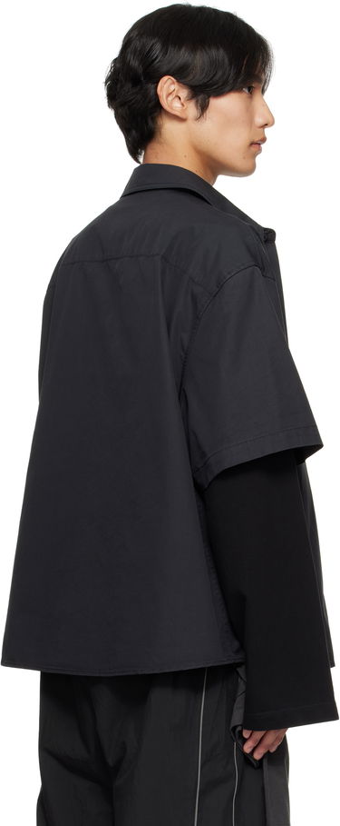 Skjorta We11done We11done Logo Long-Sleeved Layered Shirt Svart | WD-SH2-25-180-U-CH, 2