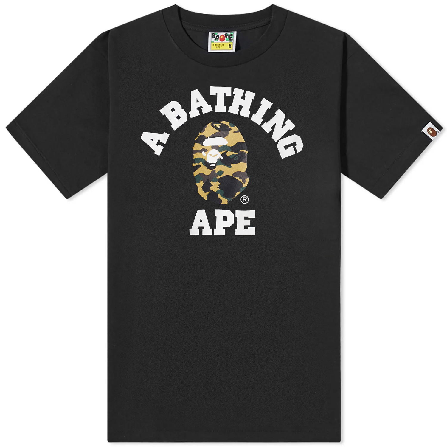 T-shirt BAPE 1St Camo College T-Shirt Black/Yellow Svart | 001TEJ301010M-BLKYLW, 0