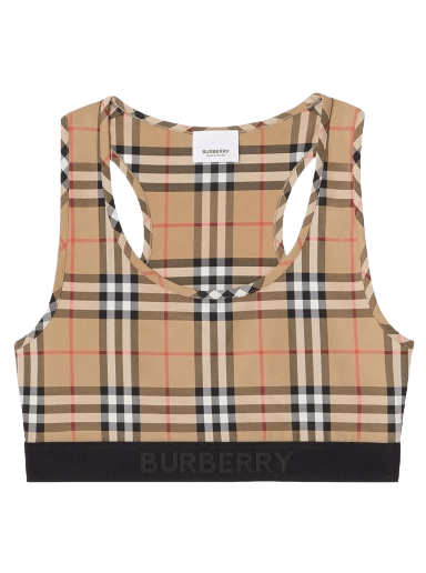 Crop top Burberry Logo Detail Vintage Check Bra Top Beige | 8049477
