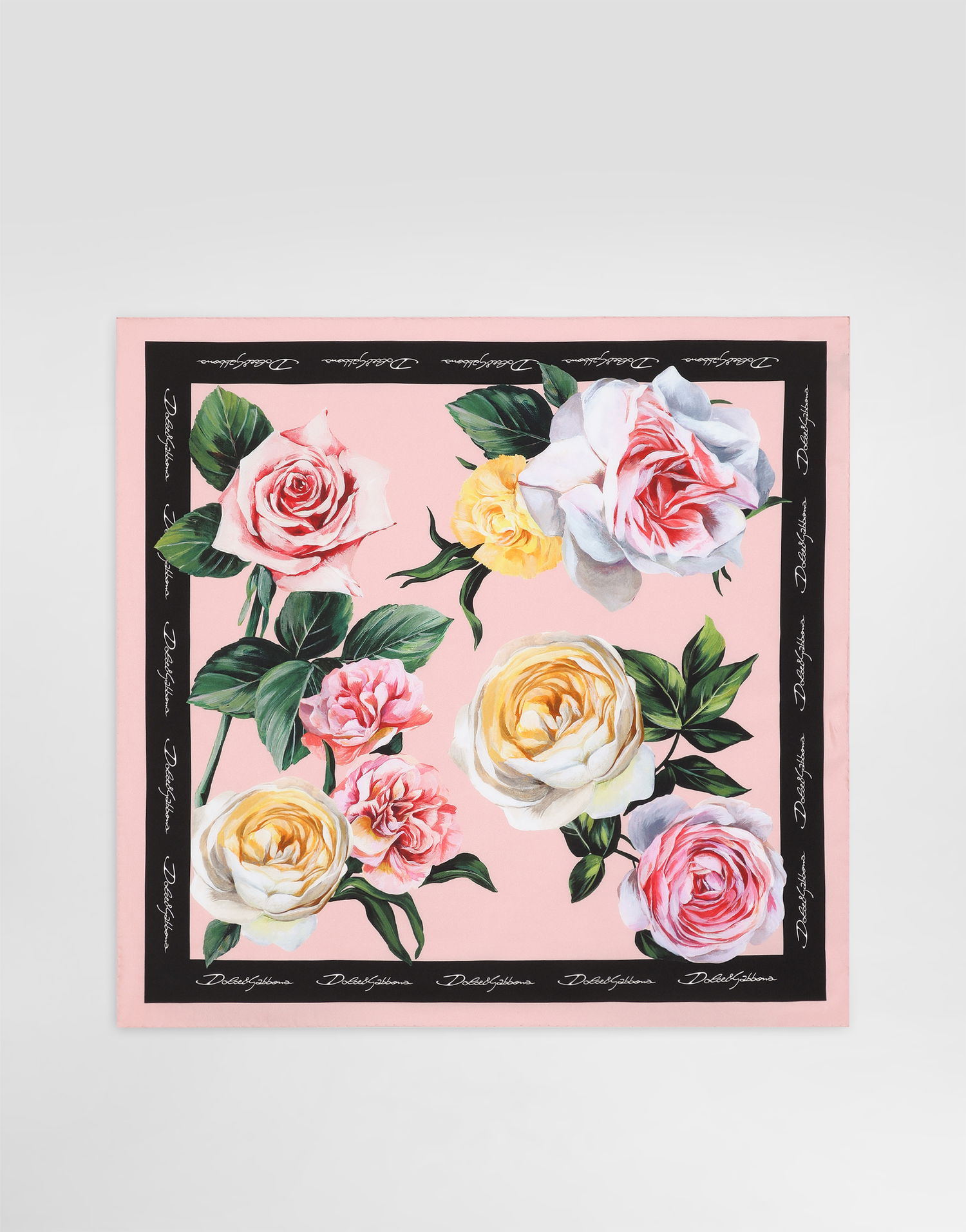 Halsduk Dolce & Gabbana Dolce & Gabbana Rose and Peony Print Silk Twill Square Scarf (70x70) Rosa | FN092RGDCUIHF5IY, 0