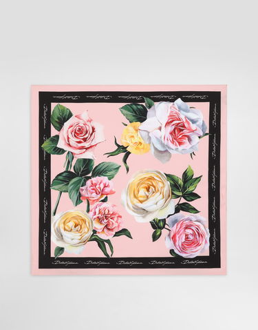 Halsduk Dolce & Gabbana Dolce & Gabbana Rose and Peony Print Silk Twill Square Scarf (70x70) Rosa | FN092RGDCUIHF5IY, 0
