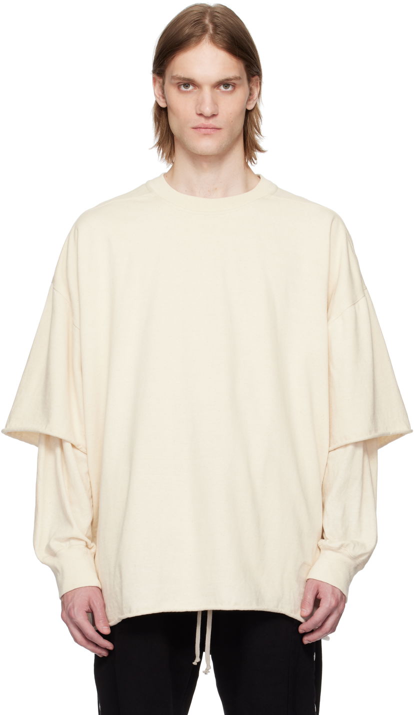 Sweatshirt Rick Owens Rick Owens DRKSHDW Tommy Hustler Double Sleeve T-Shirt Beige | DU01E3266 RIGRNN