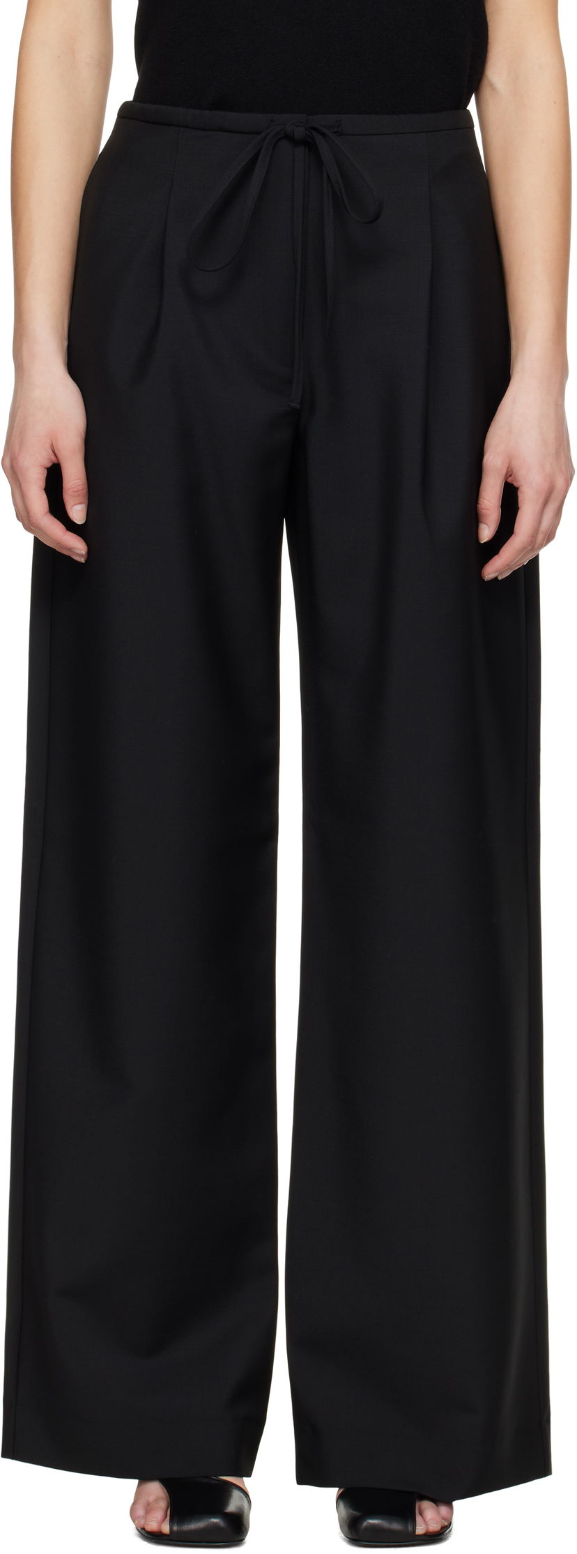 Byxor Róhe Róhe Relaxed Drawstring Trousers Svart | 415-30-007