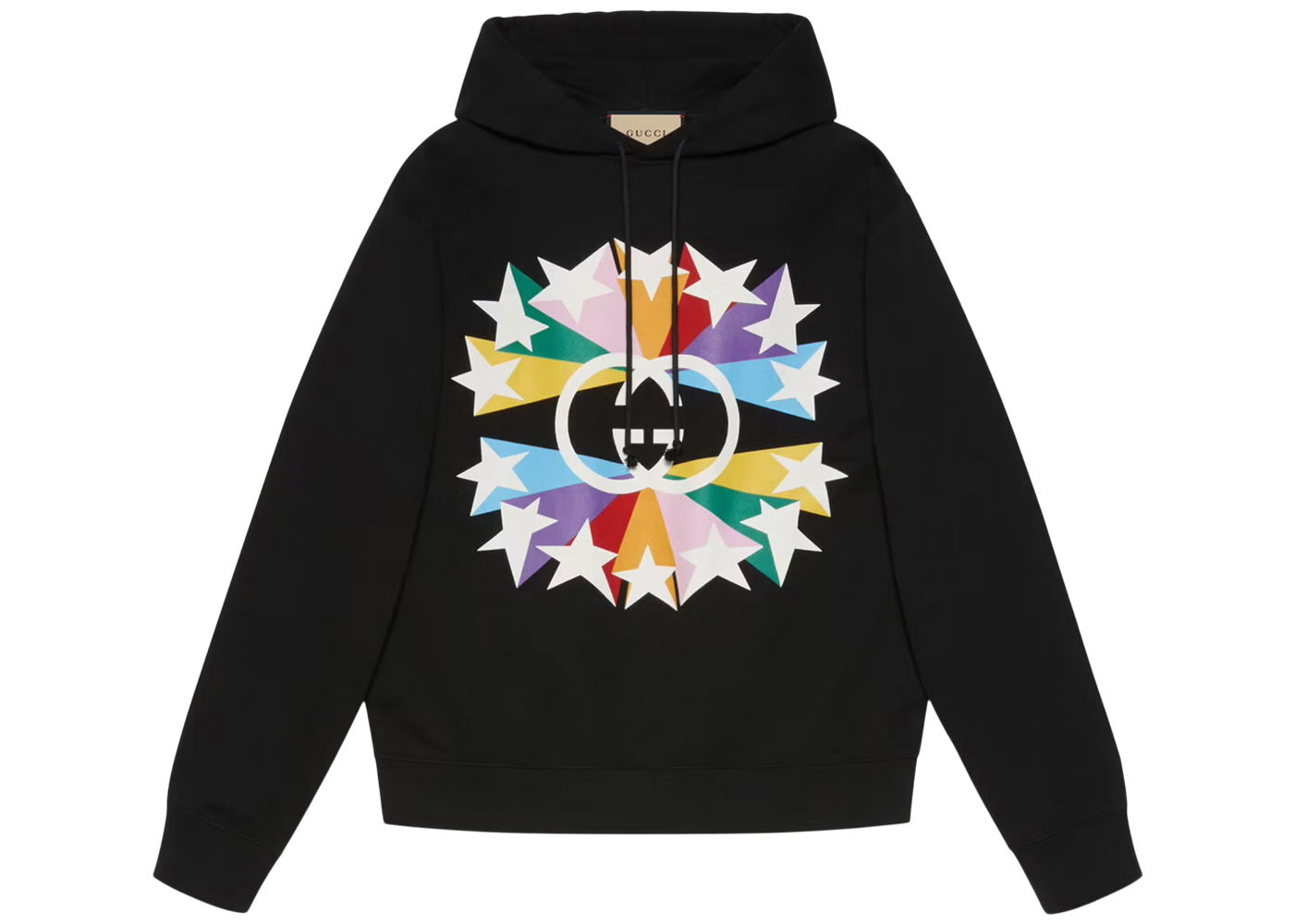 Sweatshirt Gucci Interlocking G Star Burst Print Cotton Hoodie Svart | 646953 XJDNJ 1082, 0