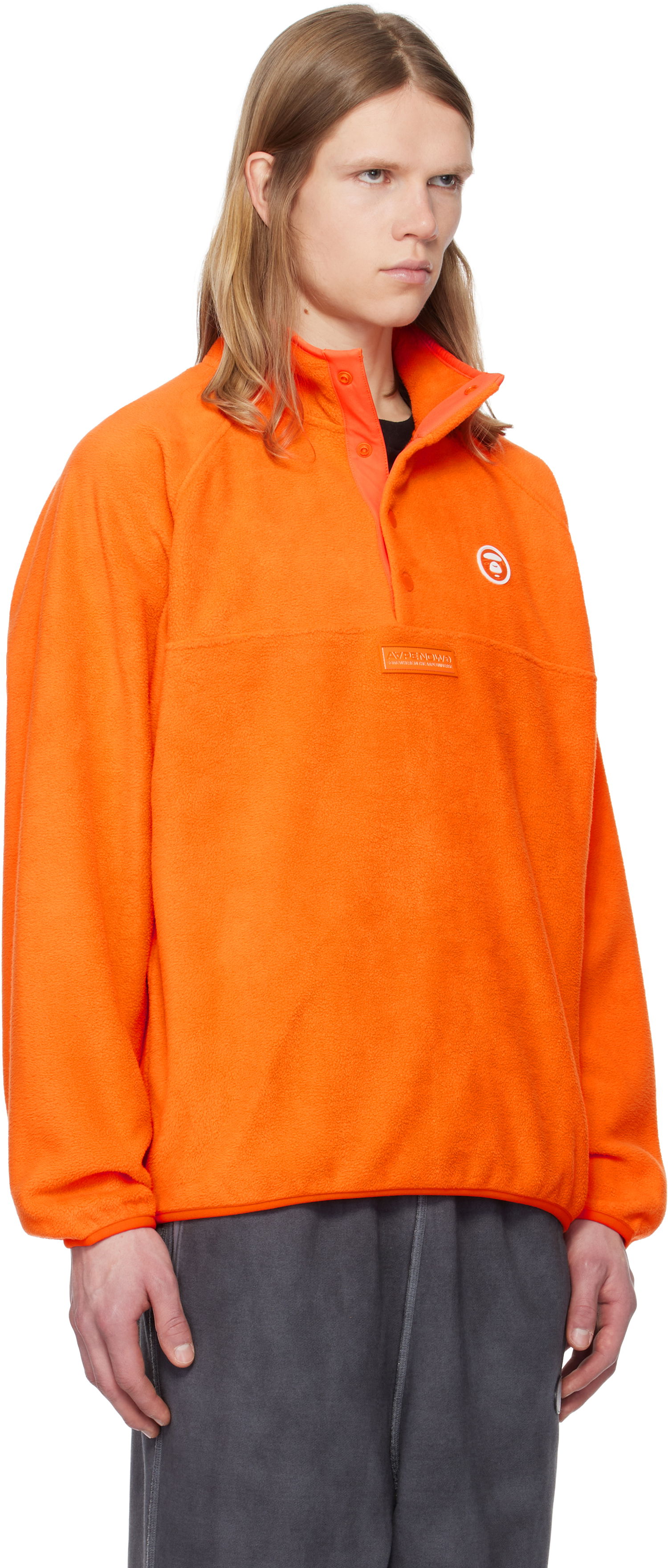 Sweater AAPE by A Bathing Ape AAPE by A Bathing Ape 'AAPE NOW' Fleece Pullover Orange | AAPSWMB322XXNORX, 1