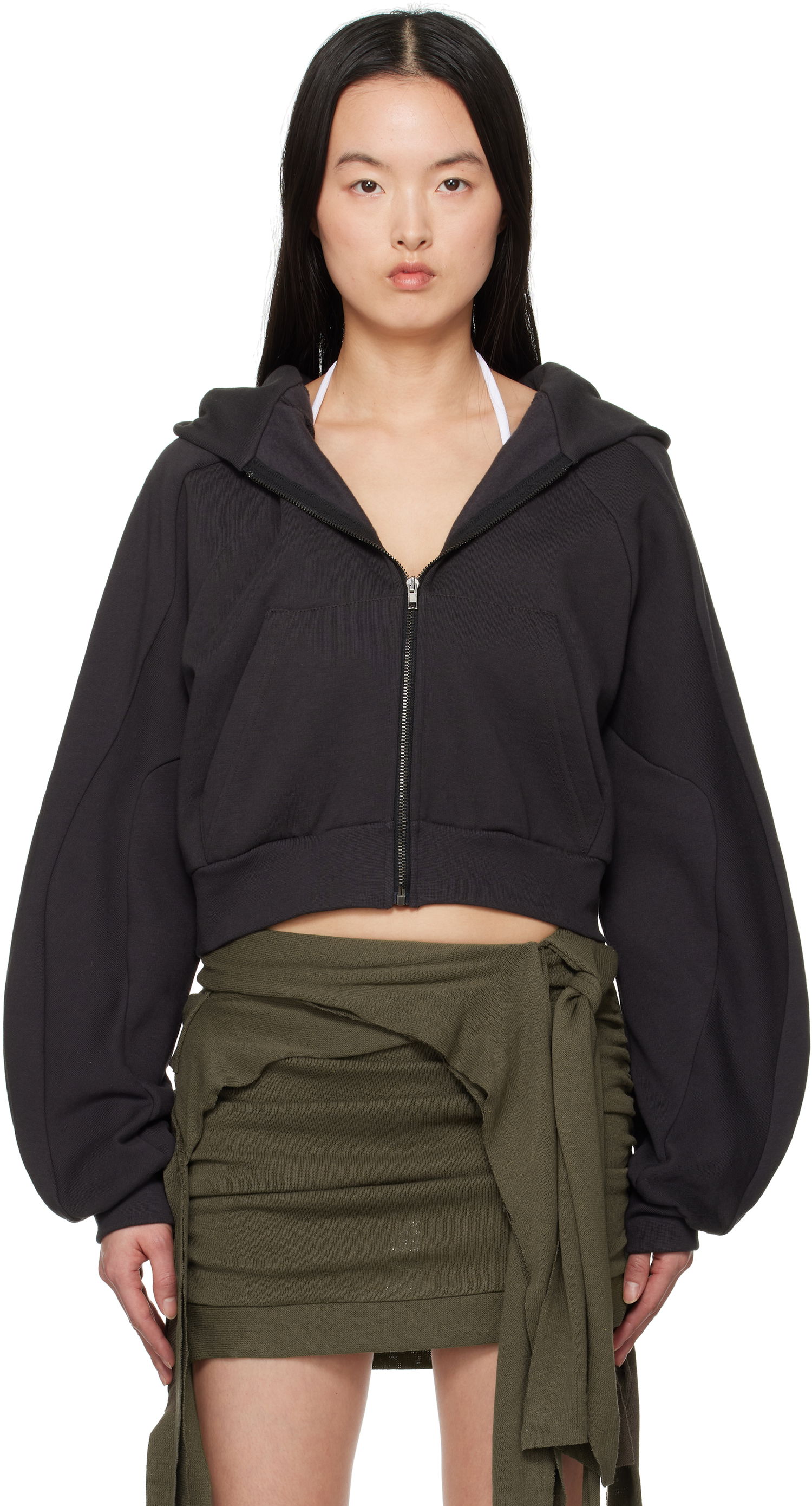 Sweatshirt Ottolinger Ottolinger Multiline Zip Cropped Hoodie Svart | 11560041501, 0