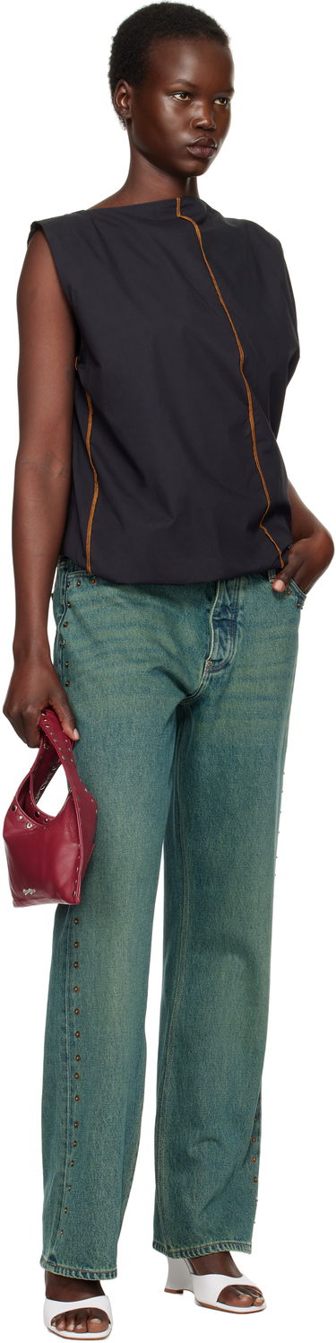 Linne Baserange Sleeveless Turn Neck Top Svart | TOTU-PO-SP25, 3