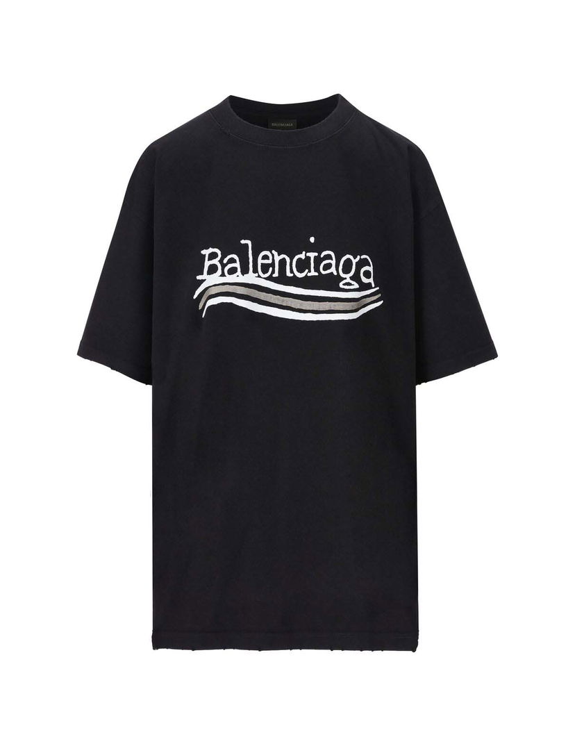 T-shirt Balenciaga Hand Drawn Political Campaing Tee Svart | 641655TNVE71197