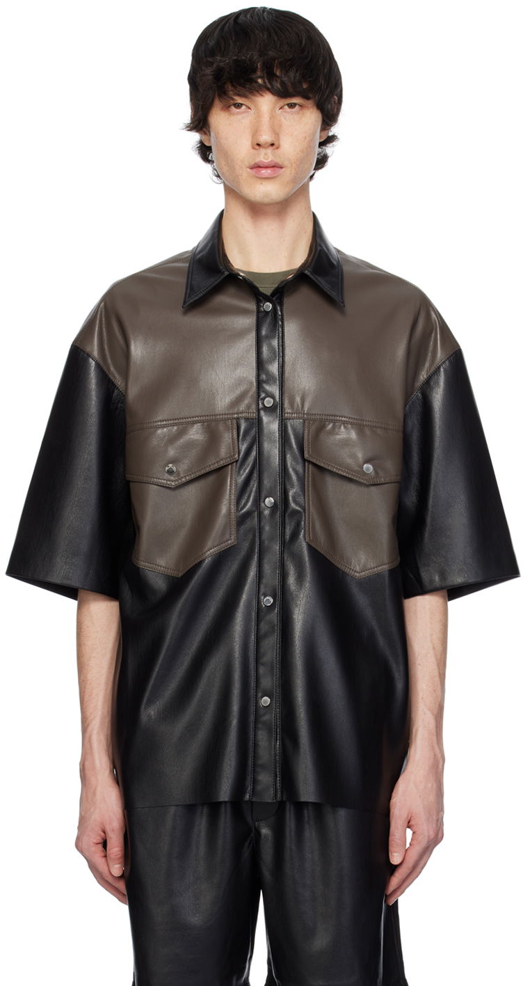 Skjorta Nanushka Mance Vegan Leather Shirt Svart | NM24RSSH01578