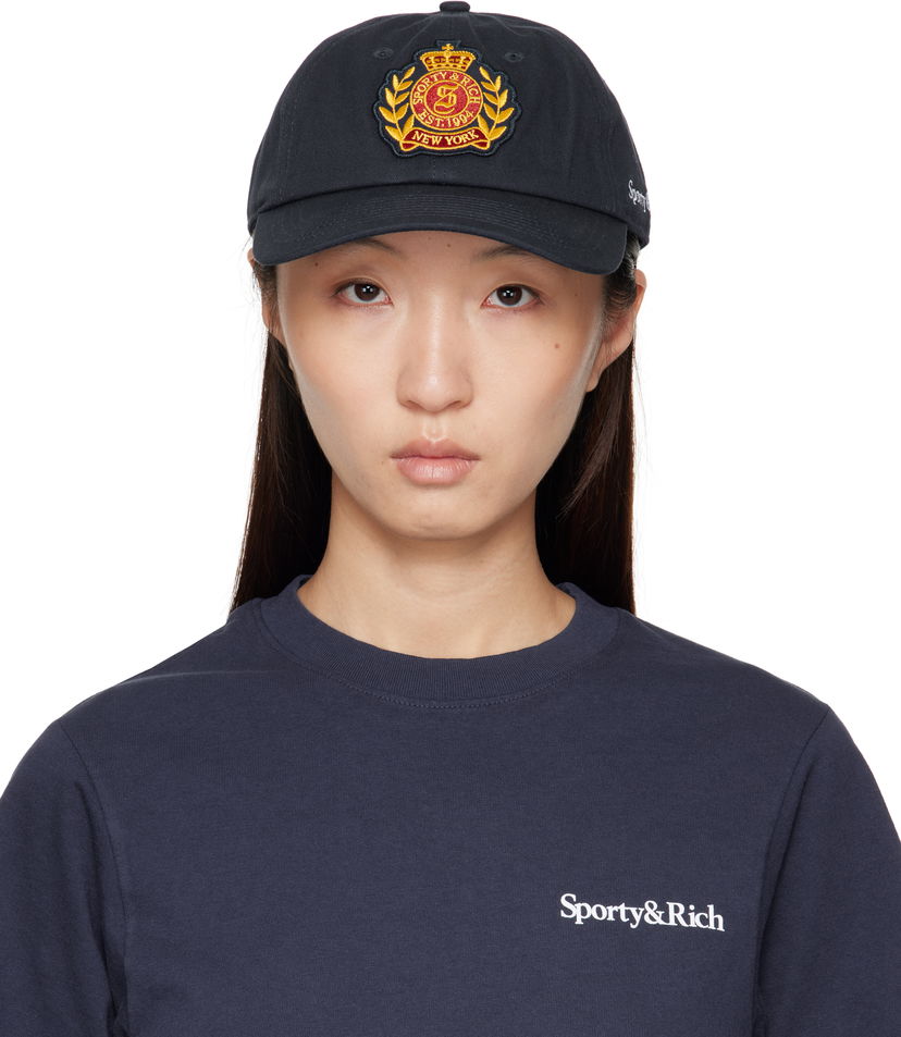 Keps Sporty & Rich Sporty & Rich 'NY' Crest Cap Mörkblå | AC040602234BL106