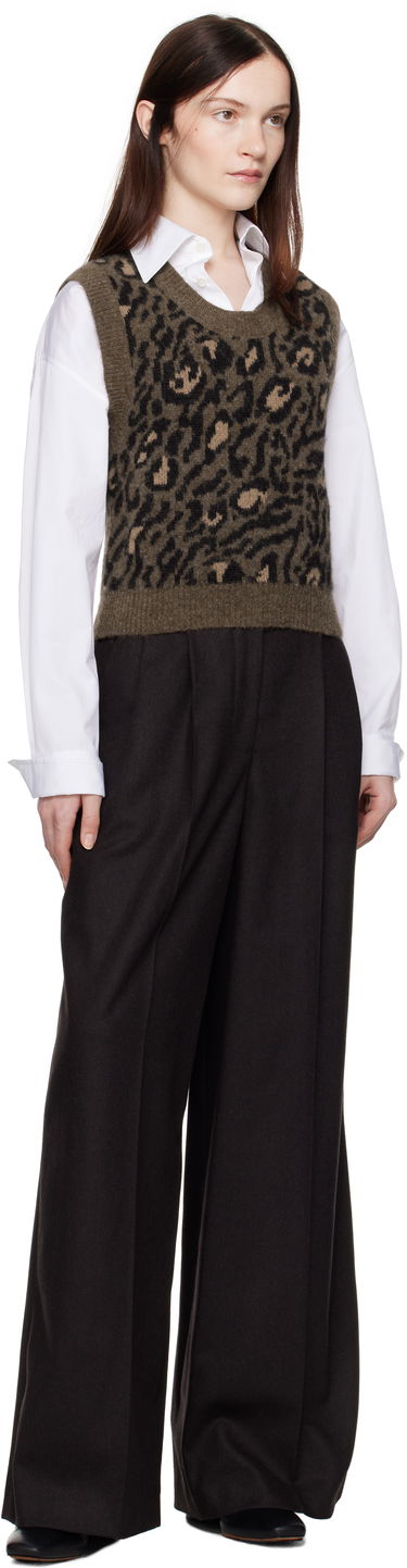 Sweater A.P.C. Léana Knitted Leopard Print Vest Grön | WPAAO-F22325, 3