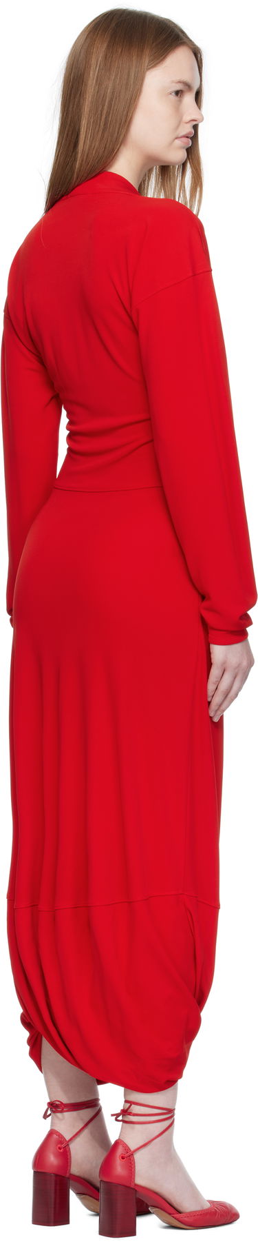 Klä LEMAIRE LEMAIRE V Neck Maxi Dress Röd | DR1127 LJ1040, 2