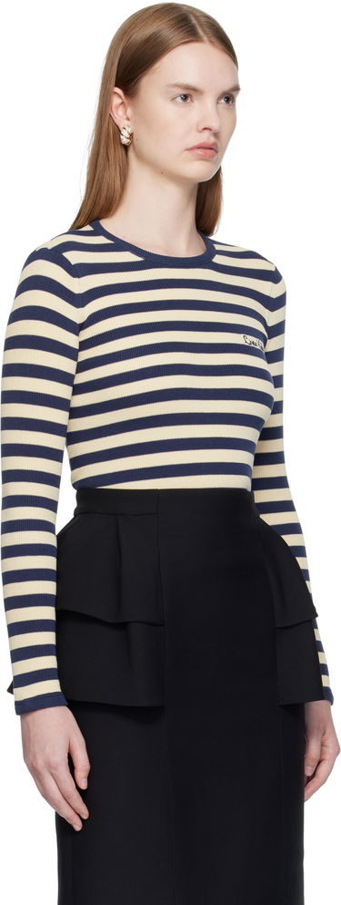 T-shirt Valentino Valentino Striped Cotton T-Shirt Mörkblå | 7B3KC66N9JD, 1