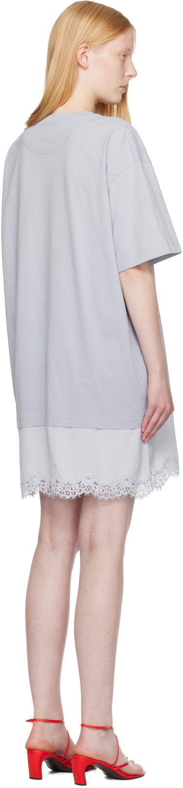Klä Stella McCartney Stella McCartney Lace-Insert Graphic T-Shirt Minidress Grå | 6J04063SPZ99, 2