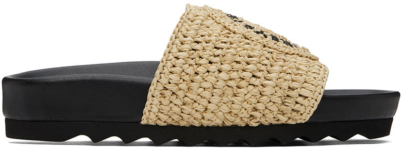 Sneakers och skor Stella McCartney Elyse Raffia Logo Slides Svart | 810387AFACL0