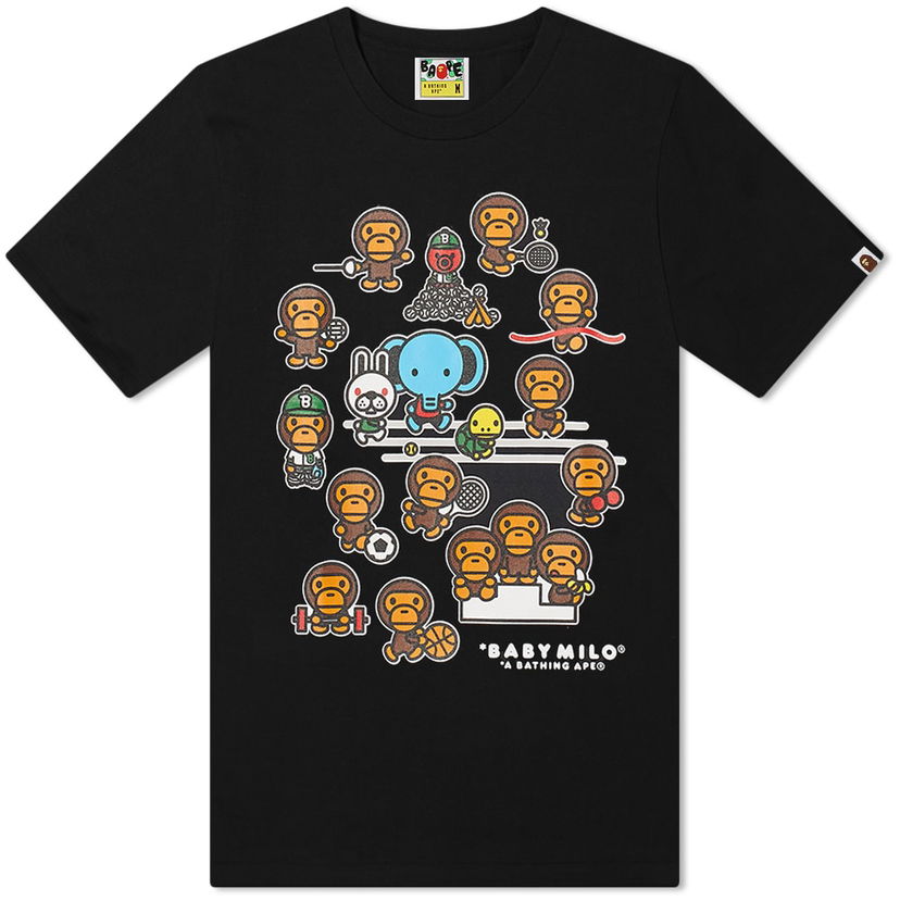 T-shirt BAPE Tokyo Baby Milo Multi-Sport Character T-Shirt Svart | 002TEH701001F-BLK