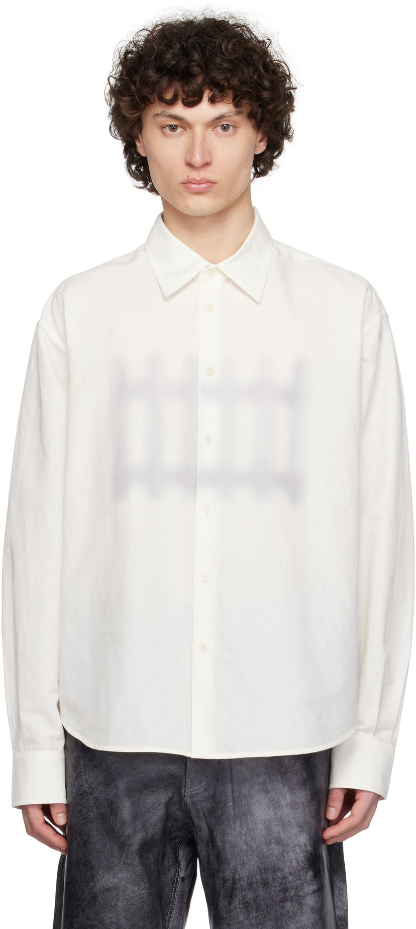 Skjorta JW Anderson JW Anderson Fence Print Boxy Shirt Vit | SH0362-PG1698