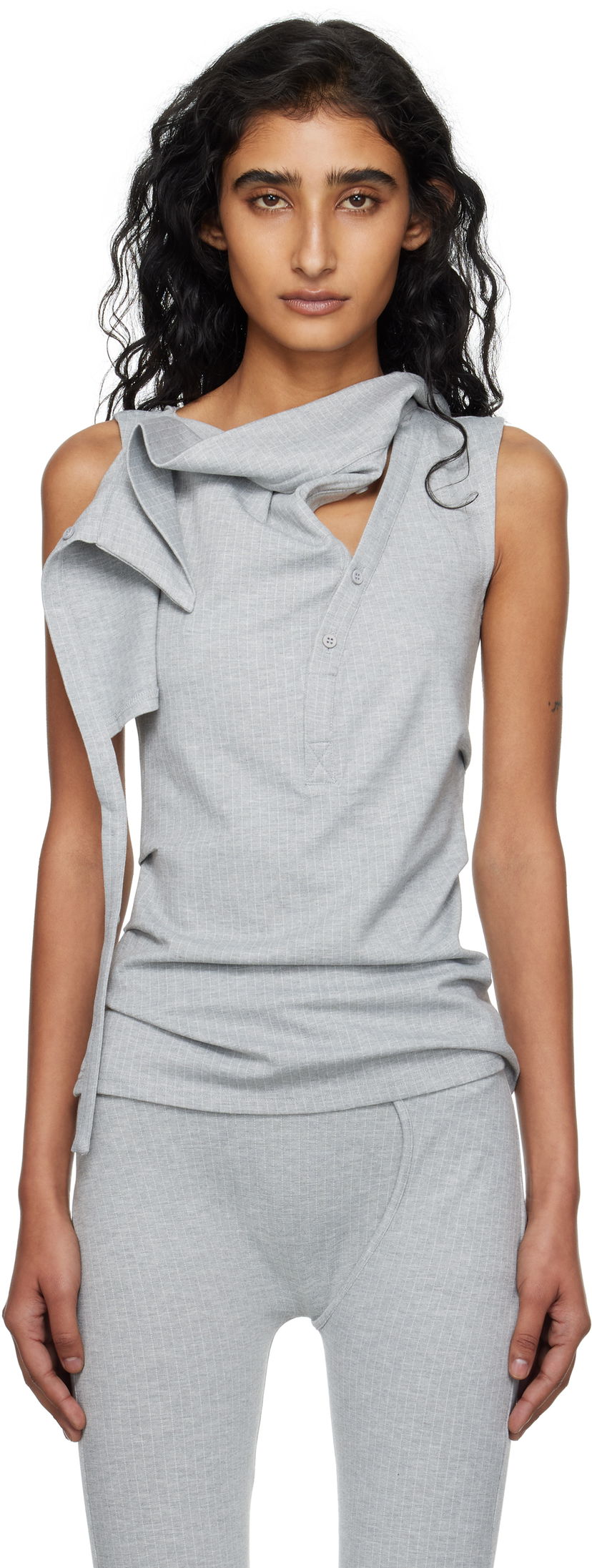 Linne Ottolinger Ottolinger Ada Sleeveless Pinstripe Top Grå | 102-106004-02