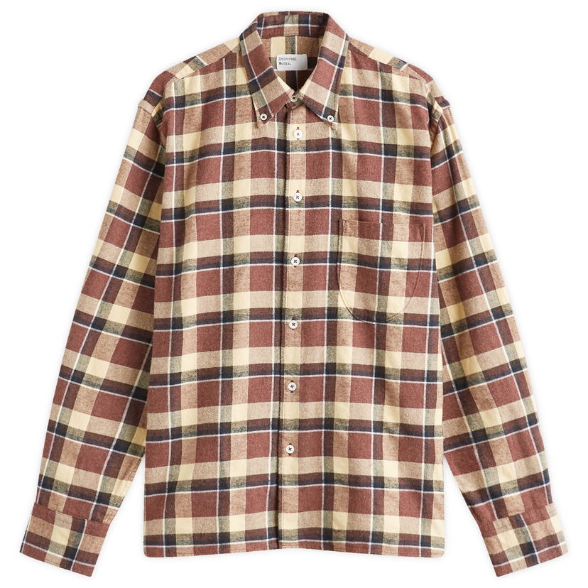 Skjorta Universal Works Universal Works Lazy Day Check Shirt, Large Brun | P31205-YRB