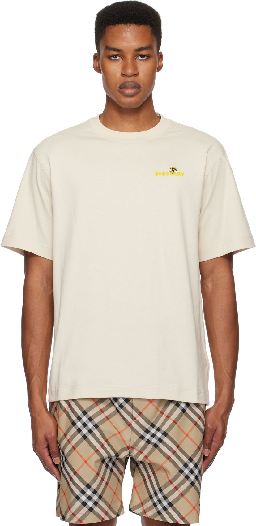 T-shirt Burberry Flocked Logo T-Shirt Vit | 8102736