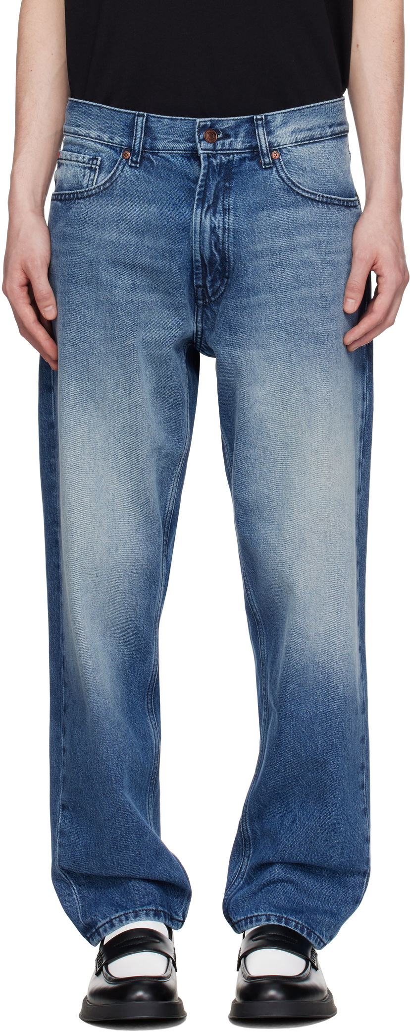 Jeans BOSS Hugo Relaxed Tapered-Fit Jeans Blå | 50537707