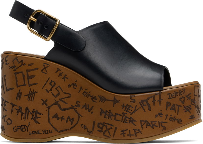 Skovård CHLOÉ Chloé Maxime Wedge Sandals Svart | CHC25U10GLU