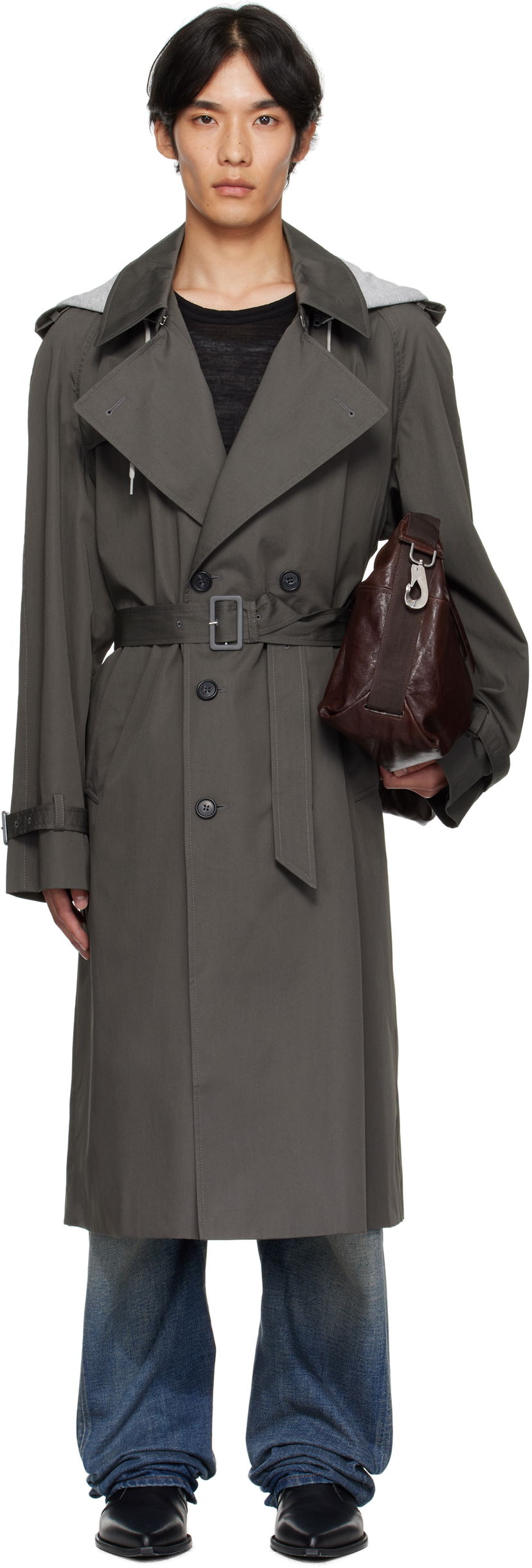 Trenchcoat Maison Margiela MM6 Maison Margiela Double-Breasted Trench Coat Grå | SH0AH0005 M35500