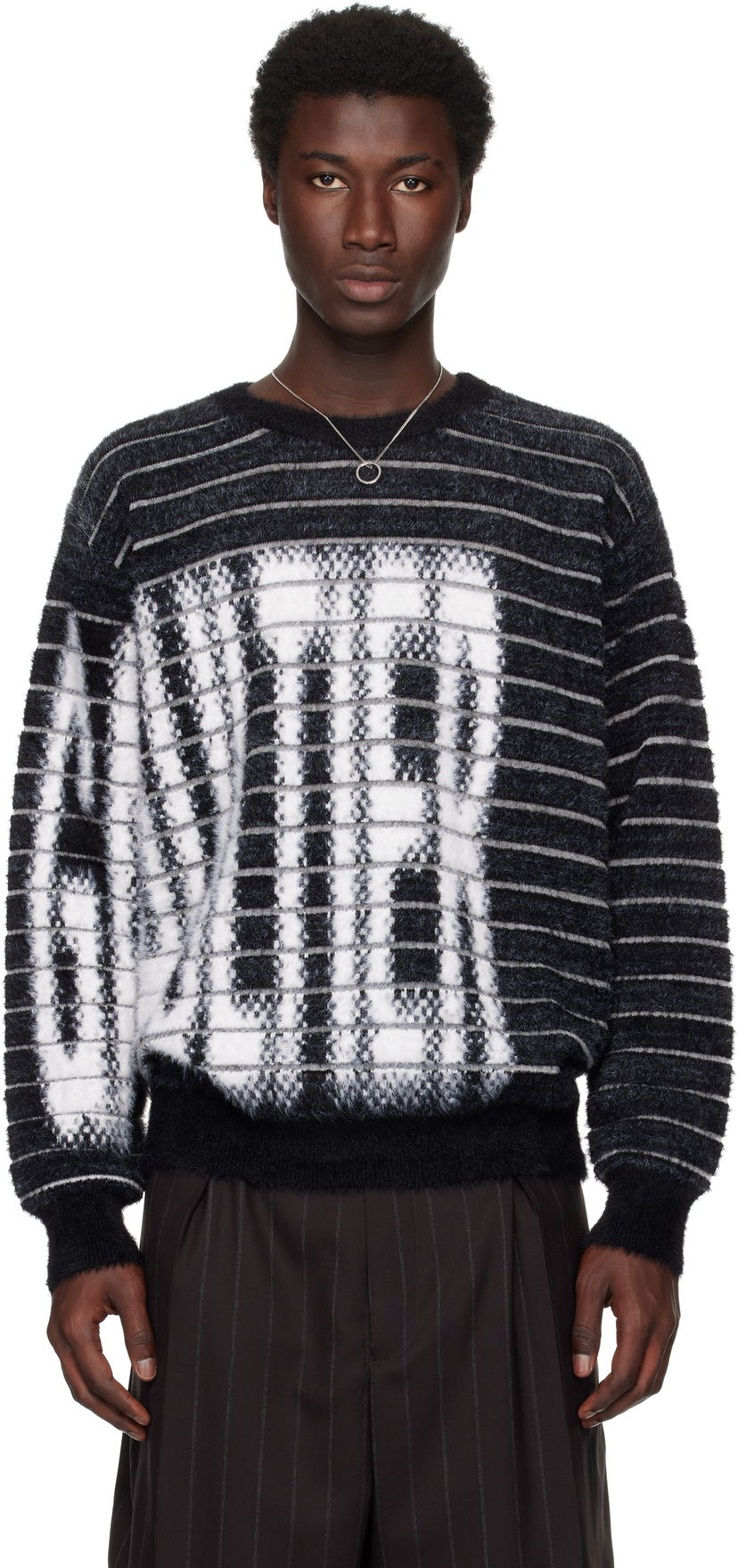Sweater Jean Paul Gaultier Jean Paul Gaultier Jacquard 'Gaultier' Sweater Svart | 25/03-W-PO013-K004-0001