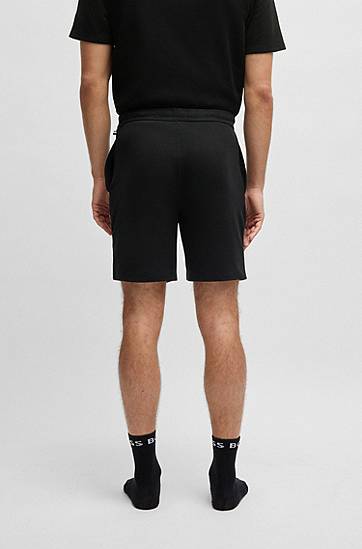Shorts BOSS Waffle-Structured Shorts with Embroidered Logo Svart | 50535884, 1