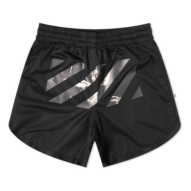 Shorts Off-White Off-White Caravaggio Arrow Mesh Track Shorts Svart | OMCI005S201010041088