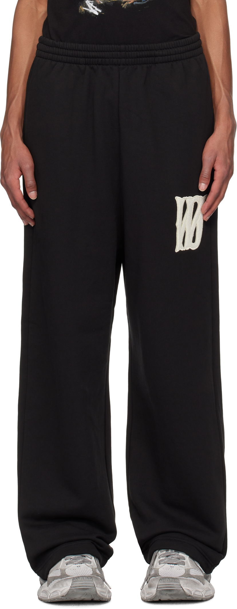Träningsbyxor We11done We11done Bouclé Letter Logo Sweatpants Svart | WD-TA3-24-709-U-BK