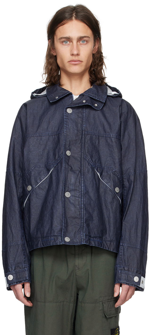 Jacka Stone Island Navy Detachable Hood Jacket Mörkblå | 8015418X1