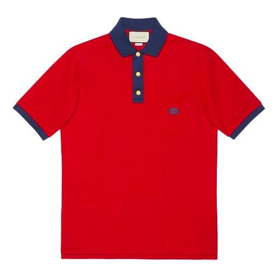 Polotröja Gucci Gucci GG Sticker Cotton Polo Shirt Röd | 625323-XJCNZ-6140