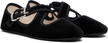Sneakers och skor Alaïa ALAÏA Criss Cross Velvet Ballerina Flats Svart | AA3A046TK059, 3