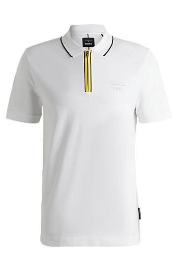 Polotröja BOSS Porsche x BOSS Stretch-Cotton Polo Shirt Vit | 50531463