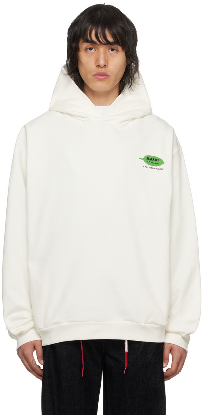 Sweatshirt Marni Flower Puzzle Hoodie Vit | FUMU0067PI USCW20