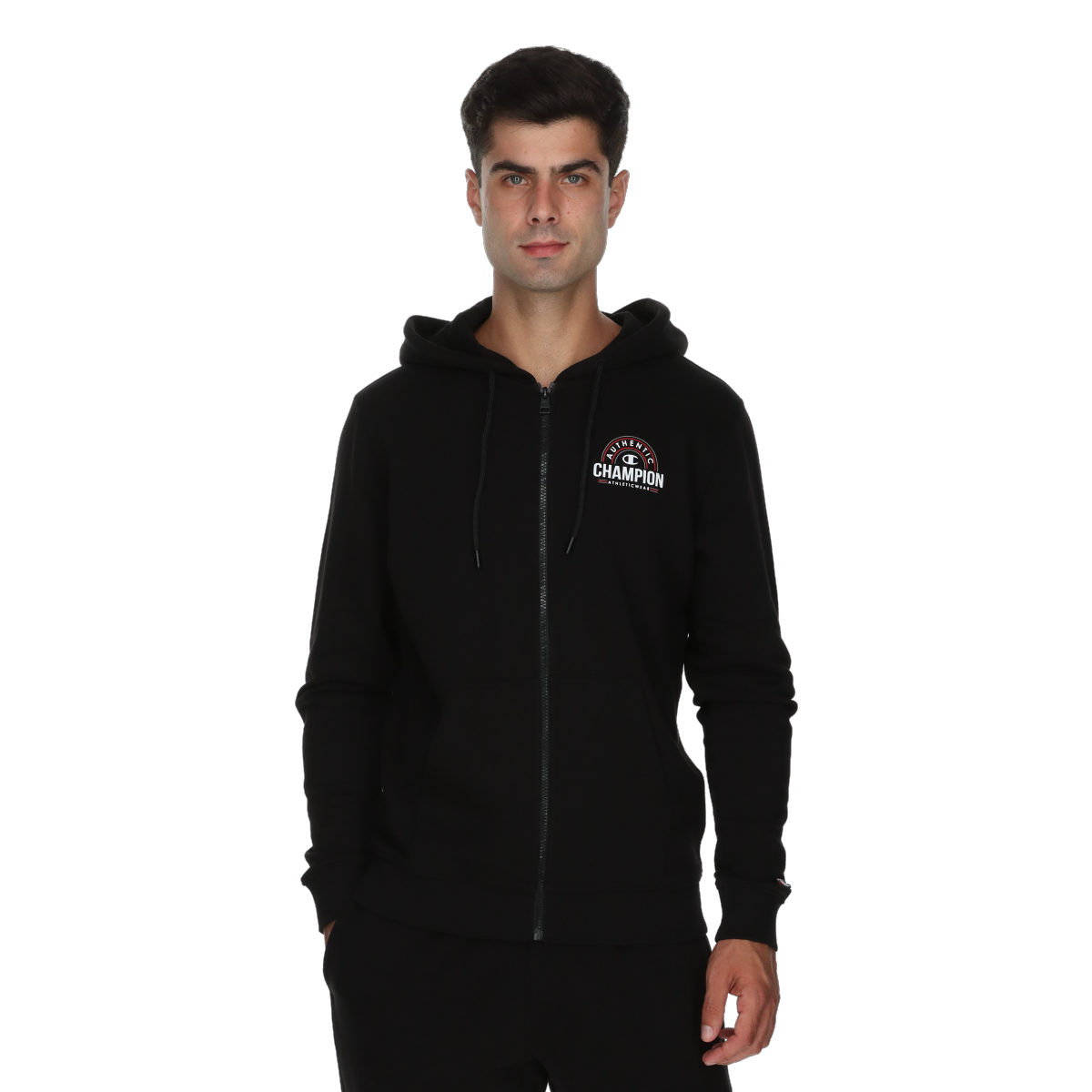 Sweatshirt Champion Authentic Athleticwear Hooded Full Zip Sweatshirt Svart | 222112-KK001, 0