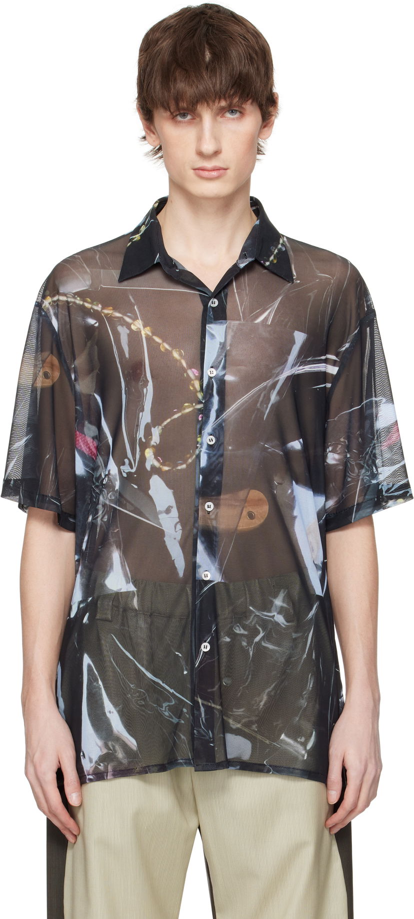 Skjorta Serapis Serapis Sougiades Grid Mesh Shirt Svart | SS25_MS_1S