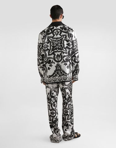 Byxor Dolce & Gabbana Dolce & Gabbana Majolica-Print Twill Trousers Vit | GVRMATHI1SVIN3TN, 2