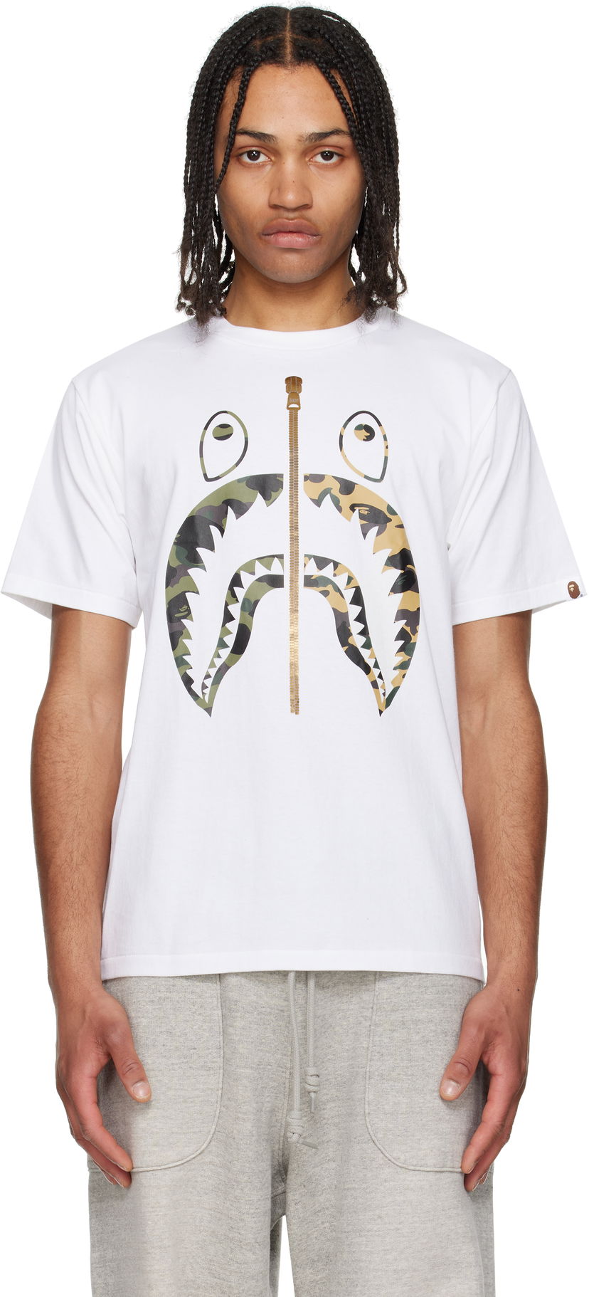 T-shirt BAPE A Bathing Ape 1st Camo Separate Shark Graphic T-Shirt Vit | 001TEL301018M