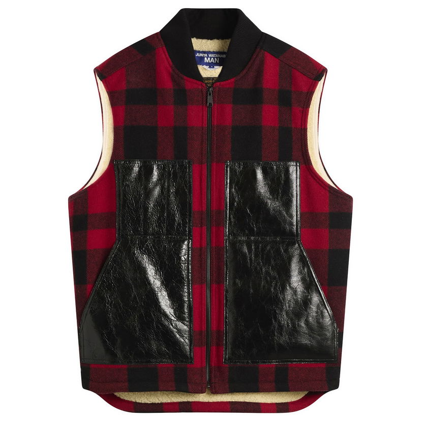Väst Junya Watanabe Junya Watanabe MAN x Filson Plaid Wool Vest with Patent Pockets and Sherpa Lining Flerfärgad | WP-V001-051-1