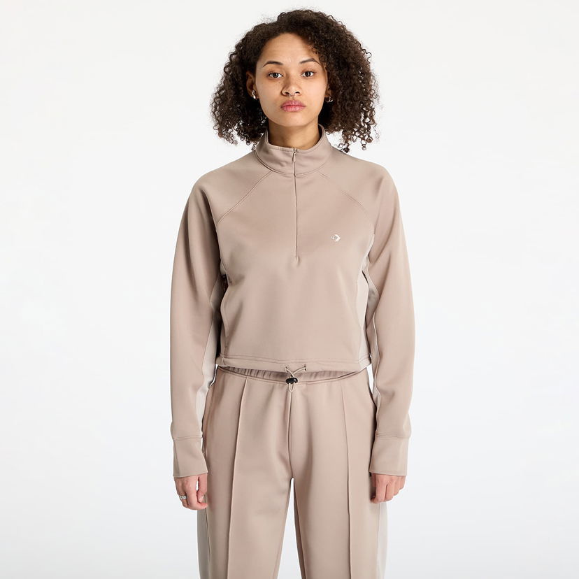 Sweater Converse Converse Cropped Fleece Turtleneck Sweatshirt Beige | 10028019-A01