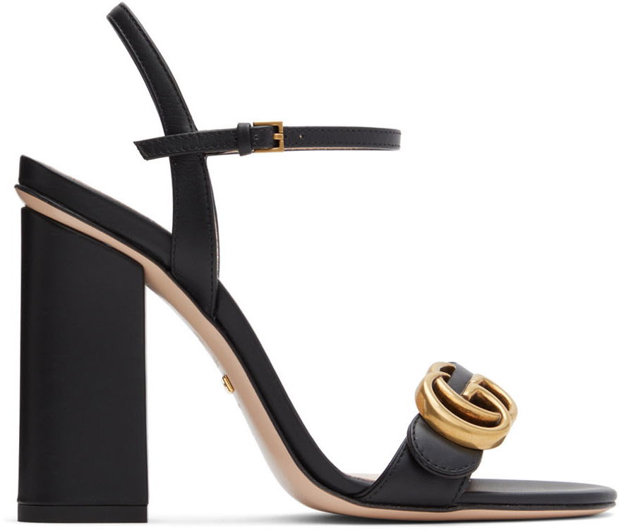 Sneakers och skor Gucci Leather Heeled Sandals "Black" Svart | 453378 A3N00, 0