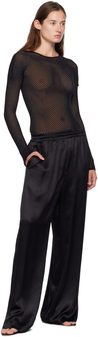 Byxor WARDROBE.NYC WARDROBE.NYC Satin Pajama Trousers Svart | W2242F25SE, 3