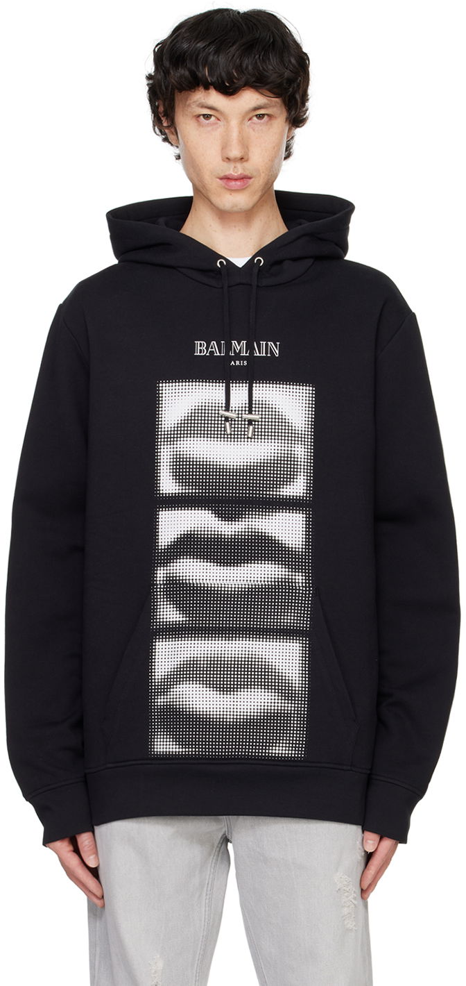 Sweatshirt Balmain Balmain Lips Print Hoodie Svart | DH0JT047GE07