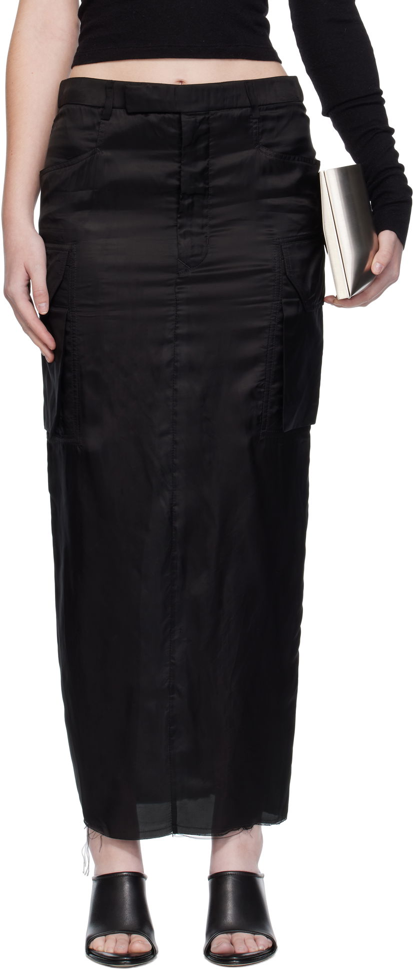 Kjol Rick Owens Rick Owens Firbanks Midi Cargo Skirt Svart | RP02E4379 K