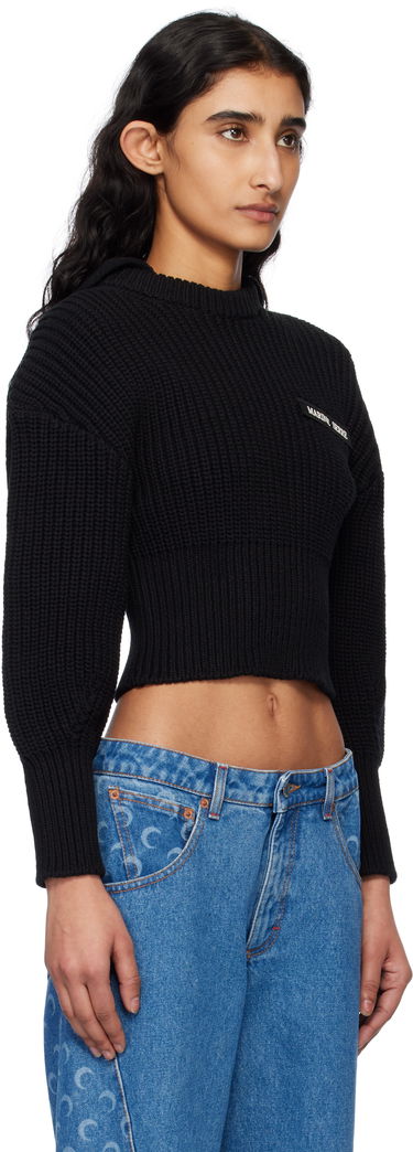 Sweater Marine Serre Marine Serre Half Cardigan Knit Sweater Svart | WTK027A CKNI0529, 1