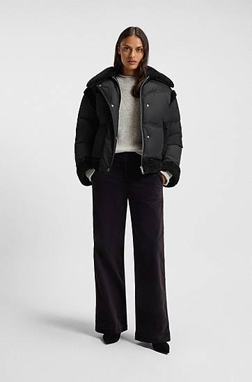 Pufferjacka BOSS Water-repellent padded jacket with teddy trims Svart | 50548173, 1